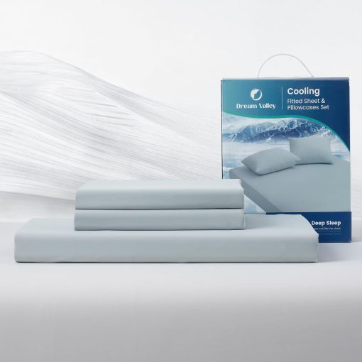 Juego de Sabanas Ajustables Dream Valley? King Size con 2 Fundas de Almohada, Q-Max > 0.4 Aerocool? 3 Piezas sin Sabana Plana, Ideal para el Calor Nocturno, Personas que Sudan en la Noche, Gris Fresco