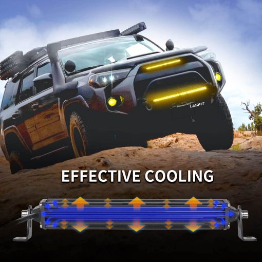 Barra de luz ambar Lasfit de 12 pulgadas, Barra de luz LED resistente al agua IP67, Barra de luz LED amarilla de fila simple, Barra de luz off-road para conduccion nocturna/nublada para camioneta, camion, SUV, ATV, UTV Bumper - Imagen 9
