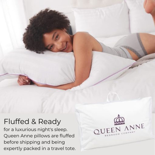 Almohadas de lujo Queen Anne - Paquete de dos (2) - Majesty Down - Alternativa de plumon sintetico - Almohadas hipoalergenicas sin alergias - Hechas en EE. UU. (Firme estandar) - Imagen 6