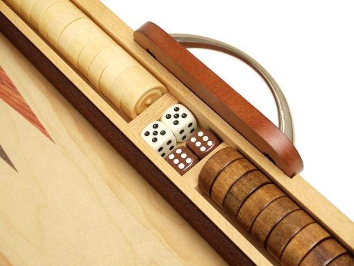 Juego de Backgammon de Madera de Olivo Burl de 15 pulgadas - Tablero de Chapa de Madera con Campo de Madera Incrustada - Imagen 5