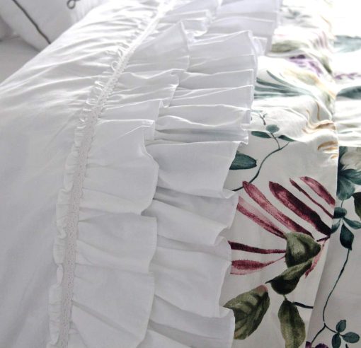 Juego de Sabanas QSH tamano King en Encaje Frances 100% Algodon Lavado Juego de Sabanas Shabby Chic con Volantes Bolsillos Profundos 4pcs - Imagen 3