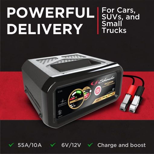 Cargador de Bateria y Arrancador de Motor Totalmente Automatico Schumacher SC1340 - 55 Amp/10 Amp, 6V/12V para Coches, SUVs y Camionetas Pequenas - Imagen 3