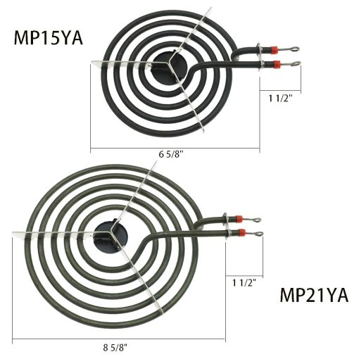 Juego de bandejas de goteo 316048413 y 316048414 y juego de elementos de quemador de rango electrico MP22YA, compatible con Frigi-daire Ken-more Range Oven - Imagen 6