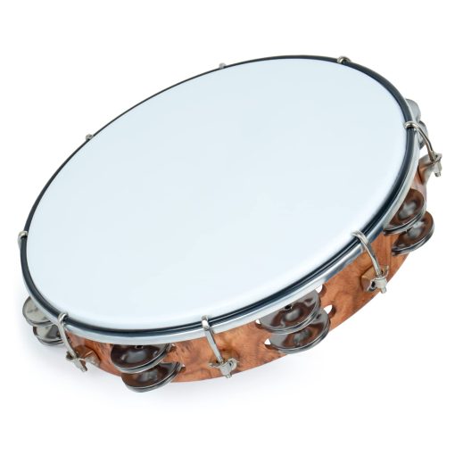 Tambor MUSCELL para Adultos, Tamborina de Plastico con Doble Fila de Cencerros de Metal, Instrumento Musical de 10"