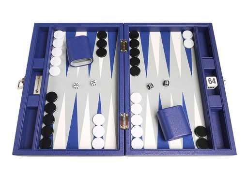 Juego de Backgammon Premium de 13 pulgadas - Tamano de Viaje - Tablero Azul indigo - Imagen 3