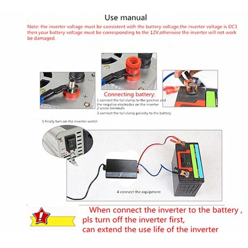 Inversor de Corriente Onda Sinusoidal Pura KRXNY 1000W 12V DC a 110V 120V AC 60HZ con Puerto USB para Auto/Casa Sistema Solar - Imagen 7