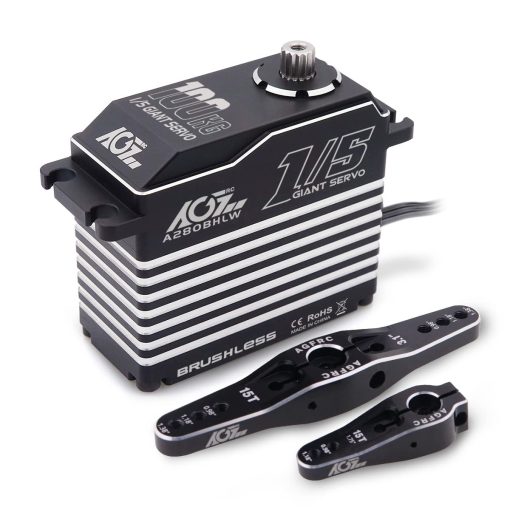 Servo Motor Digital-RC de Alto Torque de 100KG Impermeable - Engranaje de Metal Completo sin Escobillas para Direccion Escala 1/5 para Coche RC 1/5, angulo de Control 180? (A280BHLW(2S))