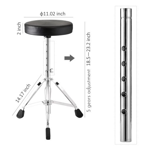 G Ganen Taburete de bateria acolchado grueso plegable con altura ajustable sin deslizamiento en negro - Imagen 2