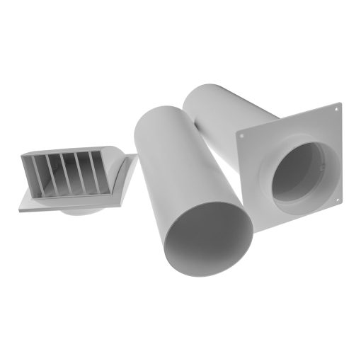 Kit de ventilacion de 5 pulgadas a traves de la pared - Ajustable - Tapa de ventilacion de secadora con lama y conector de tubo y conducto - Blanco - Plastico - con compuerta de gravedad incorporada - Imagen 3