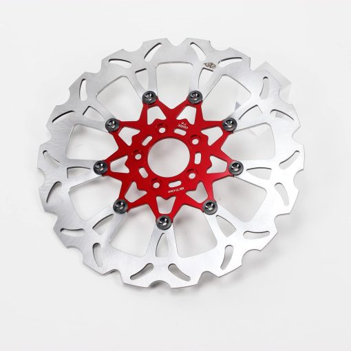 Disco de freno delantero flotante POWERJAMES Rojo de 14.0"  para Harley Davidson Softail Dyna Sportster FL FX XL con Montaje de Circulo de Pernos de 3.25" (Rojo Interno) - Imagen 4