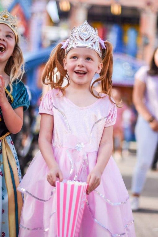 Disfraz de princesa rosa real Little Adventures para ninas (Talla Grande 5-7 anos) - Vestido de fiesta y juego de fantasia para ninos lavable a maquina sin purpurina - Imagen 5
