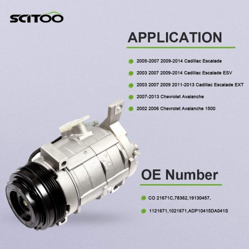 Compresor de Aire Acondicionado SCITOO para Chevrolet Tahoe, Chevrolet Express 1500 2500, GMC Savana 3500, Hummer H2 2003 2004 2005 2006 2007 - Imagen 8