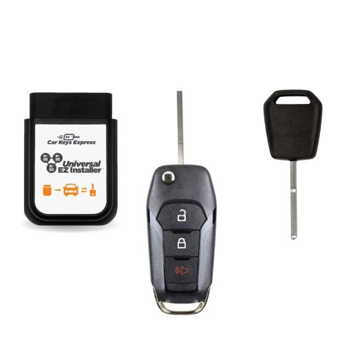 Paquete de llave de coche y programador de llaves de Tom's Key con llave de cambio de 3 botones y llave de transpondedor, disenado para vehiculos Ford seleccionados (Programe la llave usted mismo/Hagalo usted mismo)