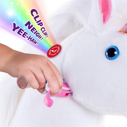 PonyCycle Caballo de Montar para Ninos 2-5 Modelo Clasico U Tamano 3 Unicornio Blanco Juguetes de Montar Caballo Unicornio con Ruedas y Sonidos de Musica Regalos de Cumpleanos, para Interiores y Exteriores Ux304 - Imagen 3