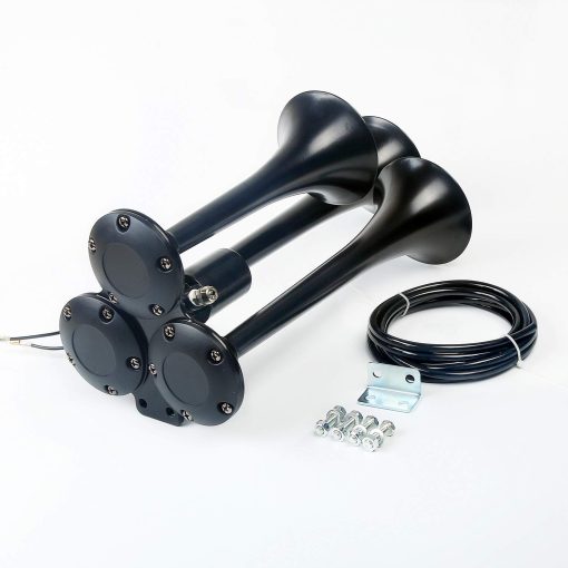 Claxon para coche Viping Air Horn 160DB Tres tubos negro La valvula electromagnetica electrovalvula Control electronico bocina coche Electrica impermeable altavoz coche para cualquier vehiculo de 12V camion Lorry carro barco