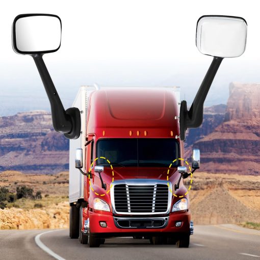Espejos para capo Compatible con Freightliner Cascadia 2008-2017 (Cromo (Plata), Izquierdo)