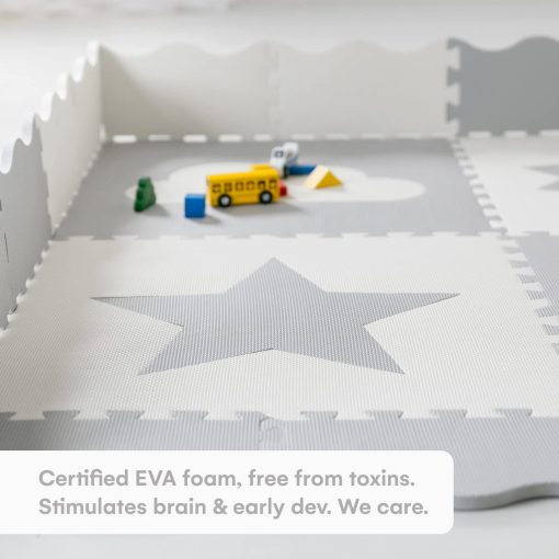 Tapete de Juego para Bebes - 61"x61" Extra Grande, Gris y Blanco, Entrelazado, Espuma No Toxica, Seguro para Bebes e Infantes - Imagen 5