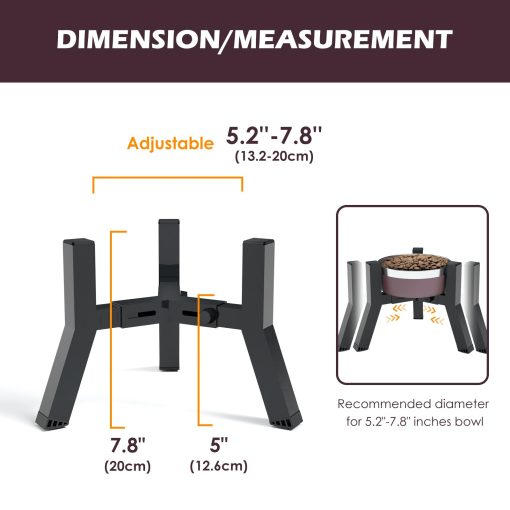 SHAINFUN Elevador de Comederos para Perros, Soporte de Comedero Elevado Ajustable para Tazones de 5.2-7.8" de Ancho, Comederos de Comida y Agua para Perros Medianos Pequenos, 7.8in de Altura (Tazon No Incluido) - Imagen 4