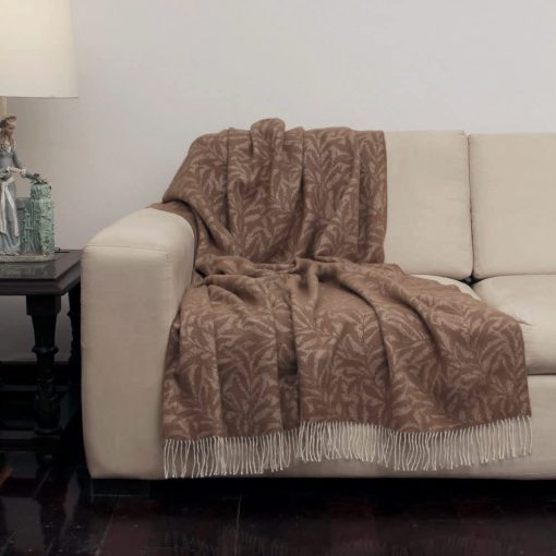 Manta Floral de Lana de Alpaca 100% Tejida a Mano Diseño Floral Suave y Calido 65" x 65" (Camello/Beige/Blanco) - Imagen 4