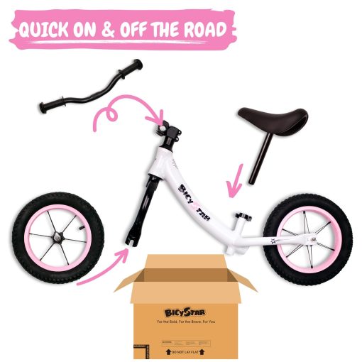 Bicicleta de Equilibrio bicystar para Niños 2-4, Llantas de Aire, Bicicleta sin Pedales para Niños Pequeños, Bicicleta de Empujar, Juguete Exterior para Niñas y Niños, Blanca - Imagen 5