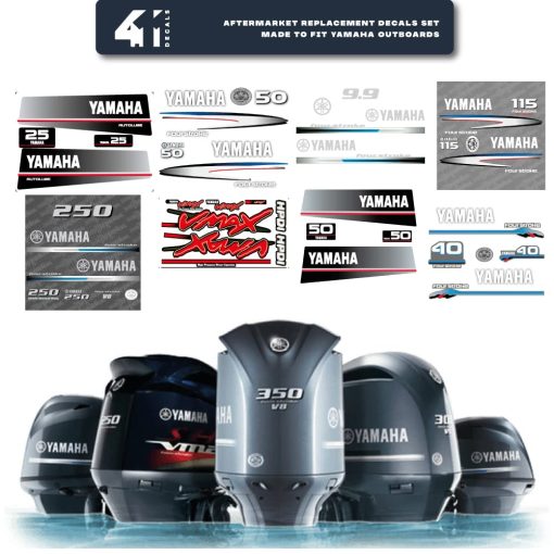 Juego de Calcomanias de Reemplazo del Mercado de Posventa para Yamaha 100 Cuatro Tiempos (2002-2006) Gris-Blanco - Imagen 2