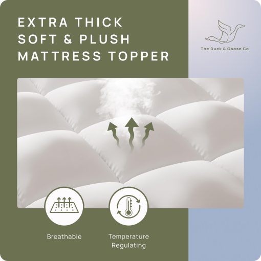 Topper de Colchon Extra Grueso King para Dolor de Espalda y Sueno como en las Nubes, Suave y Mullido, Acolchado de Colchon para Colchon Firme, Colchon con Relleno de 1400GSM, Ajuste para Colchon de 6"-22" - Imagen 2
