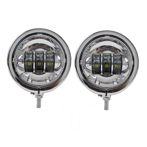 Luces LED de Niebla para Motocicleta SKTYANTS de 4.5 Pulgadas con Soporte de Cubo para Touring Electra Glide (Cromo) - Imagen 9