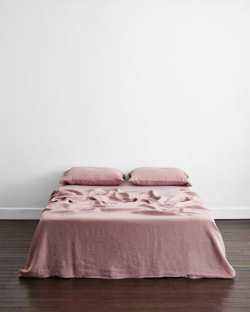 Sabana Plana de Lino Bed Threads - 100% Lino Frances - 170 GSM - Lujo y Respetuoso con el Medio Ambiente - Transpirable, Duradero y Ultra Suave - Sabana Plana Individual - Lavanda