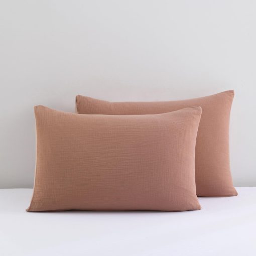 Juego de edredon de algodon SahSahCasa tamaño King, edredon de textura de gasa suave tamaño King, juego de cama de lujo acolchado y esponjoso de todas las estaciones, edredones y alternativas abajo, 3 piezas, Rojo Polvoriento - Imagen 7