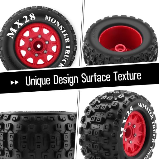 Neumaticos GLOBACT MX28 2.8" para Camiones RC a Escala 1/10 con Llantas con Hexagono de 12 mm y 14 mm Reemplazables para ARRMA Big Rock Granite VORTEKS 3S TRAXXAS Stampede Rustler (4PCS) - Imagen 7