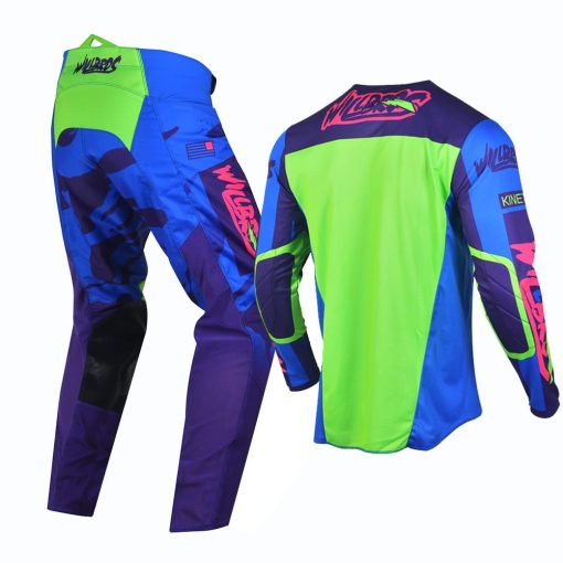 Conjunto de jersey y pantalon de motocross Willbros para hombres y mujeres - Equipo de carreras de motocross para Dirt Bike Offroad MX en color purpura (Jersey XXL Pantalones 38) - Imagen 3
