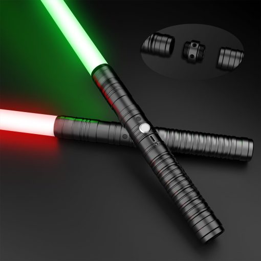 Sables de Luz con Empunadura de Metal, Duelo RGB de 16 Colores, Sonido FX, Doble Hoja, Espada Recargable para Adultos y Ninos, Regalo de Cumpleanos, Accion de Gracias, Navidad, Juguetes Halloween, Cosplay