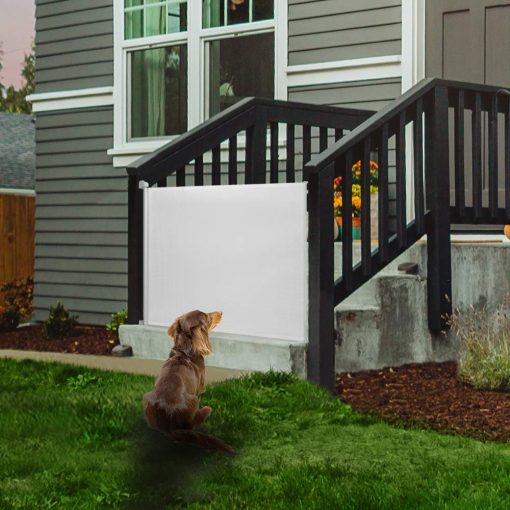 Puerta retractil extra ancha para bebes EasyBaby, 33" de alto, se extiende hasta 71" de ancho, Blanco/Puertas de seguridad para bebes, Puertas retractiles para mascotas para escaleras, puertas, pasillos, interiores y exteriores - Imagen 6