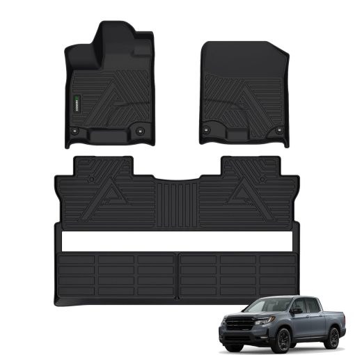 Tapetes para Piso ANBINGO para Honda Ridgeline 2024 2023 2022-2017 - Proteccion Todo Clima TPE Antideslizante Pesado Accesorios de Juego Completo para la Primera y Segunda Fila - Negro