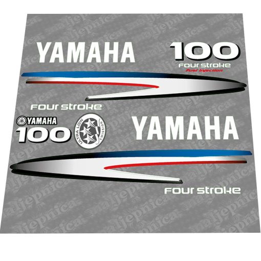 Juego de Calcomanias de Reemplazo del Mercado de Posventa para Yamaha 100 Cuatro Tiempos (2002-2006) Gris-Blanco