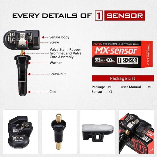 Autel MaxiTPMS MX Sensor 20pcs Pack Rubber Stem 315/433MHz TPMS Sensor Universal Tire Sensor Programmed by TPMS Tool TS401 TS408 TS508 TS601 TS608 MK808TS MX808TS MS906TS ITS600 - Imagen 9