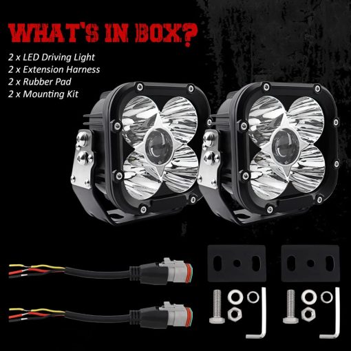Faros LED Samman, Luces LED Cuadradas 4.6 pulgadas 72W 6000K Luces Off Road LED con DRL Amarillo para ATV UTV Pickup Truck Trailer, 2 Piezas - Imagen 8