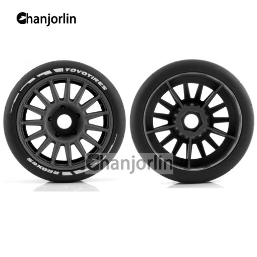 Llantas y Ruedas de Coche de Rally RC 1/8 17mm Hex 103mm Neumaticos de Goma para Coche de Carreras en Carretera RC a Escala 1:8 HPI WR8 HSP Hobao ARRMA Redcat Losi Kyosho VRX RC Rally Drift Car 4PCS (Negro A) - Imagen 6