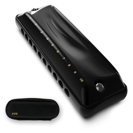 Armonica JDR clave de G Ninja, Armonica Blues Mini Harp 10 Agujeros 20 Tonos Musical con Estuche para Adultos Ninos Principiantes Profesor Estudiantes Profesionales Musico Folk Rock Diatonico Estandar organo de Boca Regalo Negro