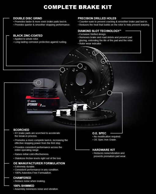 Kit de Frenos Traseros y Discos R1 Concepts | Pastillas de Freno Traseras | Discos y Pastillas de Freno | Pastillas de Freno y Discos OEp optimos | Kit de Hardware | compatible con Hyundai Ioniq 2013-2022; Kia Niro, Optima - Imagen 4