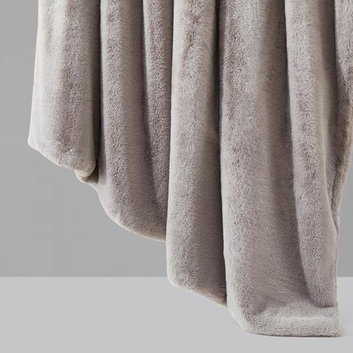 Manta de Piel sintetica de Doble Cara, Suave y Extra Grande Lavable a Maquina, Gris Mink Chinchilla Fox Sombra (Gris Neutro, X-Largo) - Imagen 4