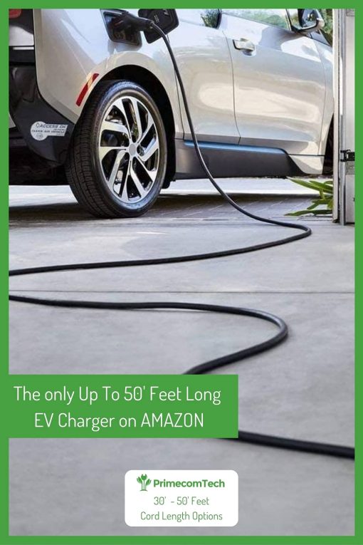 Cargador para EV PRIMECOM Nivel 2 220/240V, 16A, 30 pies y 50 pies, Cable portatil de carga de vehiculo electrico EVSE compatible con Bolt Volt Leaf BMW i3 Fiat 500e Clarity NIRO Prius (10-30P, 30 pies) - Imagen 5