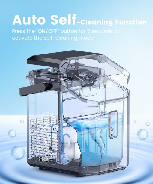 Maquina de Hielo COWSAR Nugget, Hielo Masticable, Hace Hielo Rapido 34 Libras/Dia, Auto-Limpieza, Maquina Portatil de Acero Inoxidable para Cocina, Oficina, Fiesta - Imagen 5