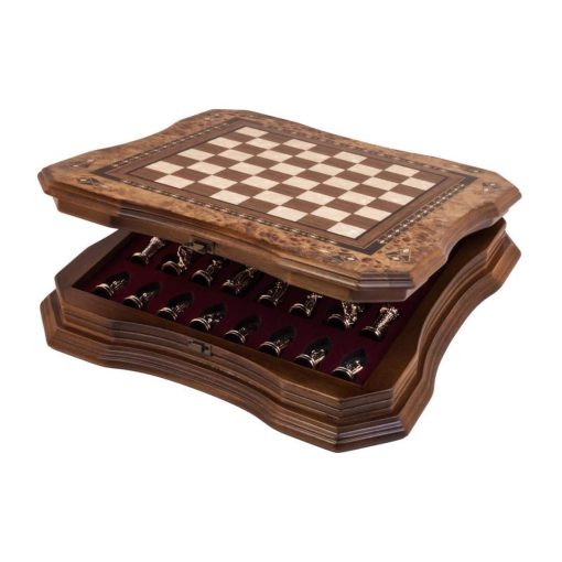 Juego de ajedrez y juegos Muba Ajedrez artesanal de mosaico de 15 pulgadas - Tablero de ajedrez de madera con piezas de ajedrez de metal - Articulo de regalo - Imagen 3