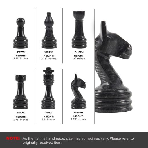 Juego de Ajedrez de Marmol Marble Range con Caja de Almacenamiento 15" Pulgadas Tablero Hecho a Mano para 2 Jugadores - Juego de Ajedrez Negro y Blanco para Uso en Exteriores y Decoracion del Hogar - Imagen 7