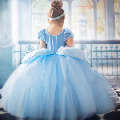 Disfraz de Cenicienta para ninas Vestido de Cenicienta Vestidos de Princesa para ninas Fiesta de Halloween Cosplay con Manga Corta 2-11T - Imagen 4
