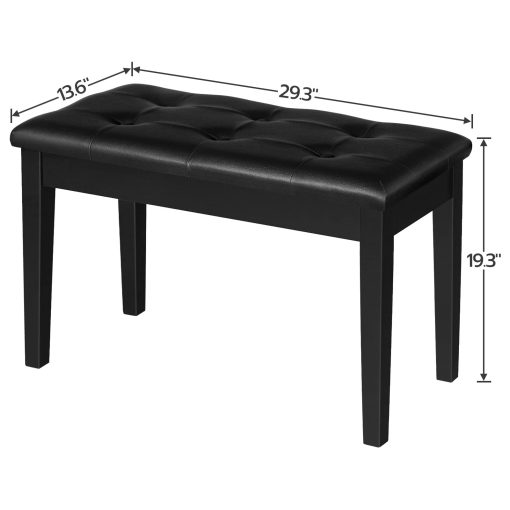 Banqueta de Piano HOOBRO con Cojin Acolchado y Compartimento de Almacenamiento para Partituras de Musica, Banqueta de Piano, Taburete de Tocador, Silla de Tocador, Soporta hasta 300 lb, 29.3 x 13.6 x 19.3 Pulgadas, Negro BB26QD01 - Imagen 4