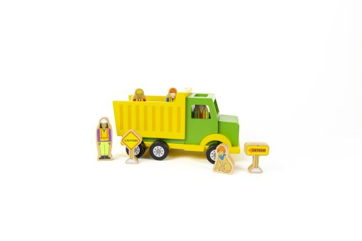 Set de Camiones Magneticos Jack Rabbit Creations- Equipo de Construccion- 8 Piezas- Incluye Camion Volquete, Senales de Trafico, Perro y Trabajadores de la Construccion- Juguete para Desarrollo Motor- Ninos 3+ - Imagen 4