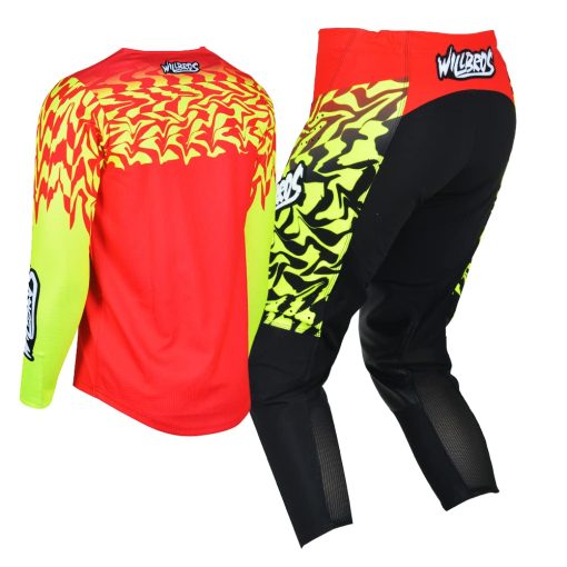 Conjunto de jersey y pantalon para jovenes Willbros Kids MX Motocross Gear Set Racewear Off-Road MTB ATV Motorcycle Boys Girls Rojo YXL - Imagen 4