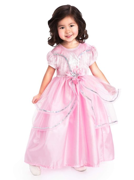 Disfraz de princesa rosa real Little Adventures para ninas (Talla Grande 5-7 anos) - Vestido de fiesta y juego de fantasia para ninos lavable a maquina sin purpurina